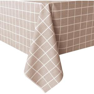 imagesancua Checkered Vinyl Rectangle Tablecloth 54 x 78 Inch  100 Waterproof Oil Proof Spill Proof PVC Plaid Table Cloth Wipe Clean Buffalo Table Cover for Dining Table Buffet Parties Black and WhiteKhaki Checkered