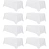 imagesancua 6 Pack Black Tablecloth 90 x 156 Inch  Rectangle Table Cloth for 8 Feet Table Stain and Wrinkle Resistant Washable Polyester Table Cover for Dining Wedding Banquet Party Buffet RestaurantWhite