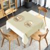 imagesancua 6 Pack Black Tablecloth 90 x 156 Inch  Rectangle Table Cloth for 8 Feet Table Stain and Wrinkle Resistant Washable Polyester Table Cover for Dining Wedding Banquet Party Buffet RestaurantBeige