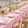 imagesancua 6 Pack Black Tablecloth 90 x 156 Inch  Rectangle Table Cloth for 8 Feet Table Stain and Wrinkle Resistant Washable Polyester Table Cover for Dining Wedding Banquet Party Buffet RestaurantPink