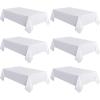 imagesancua 6 Pack Black Tablecloth 90 x 156 Inch  Rectangle Table Cloth for 8 Feet Table Stain and Wrinkle Resistant Washable Polyester Table Cover for Dining Wedding Banquet Party Buffet RestaurantWhite