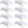 imagesancua 6 Pack Black Tablecloth 90 x 156 Inch  Rectangle Table Cloth for 8 Feet Table Stain and Wrinkle Resistant Washable Polyester Table Cover for Dining Wedding Banquet Party Buffet RestaurantWhite