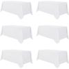 imagesancua 6 Pack Black Tablecloth 90 x 156 Inch  Rectangle Table Cloth for 8 Feet Table Stain and Wrinkle Resistant Washable Polyester Table Cover for Dining Wedding Banquet Party Buffet RestaurantWhite
