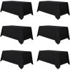 imagesancua 6 Pack Black Tablecloth 90 x 156 Inch  Rectangle Table Cloth for 8 Feet Table Stain and Wrinkle Resistant Washable Polyester Table Cover for Dining Wedding Banquet Party Buffet RestaurantBlack