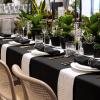 imagesancua 6 Pack Black Tablecloth 90 x 156 Inch  Rectangle Table Cloth for 8 Feet Table Stain and Wrinkle Resistant Washable Polyester Table Cover for Dining Wedding Banquet Party Buffet RestaurantBlack