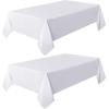 imagesancua 6 Pack Black Tablecloth 90 x 156 Inch  Rectangle Table Cloth for 8 Feet Table Stain and Wrinkle Resistant Washable Polyester Table Cover for Dining Wedding Banquet Party Buffet RestaurantWhite