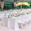 imagesancua 6 Pack Black Tablecloth 90 x 156 Inch  Rectangle Table Cloth for 8 Feet Table Stain and Wrinkle Resistant Washable Polyester Table Cover for Dining Wedding Banquet Party Buffet RestaurantWhite