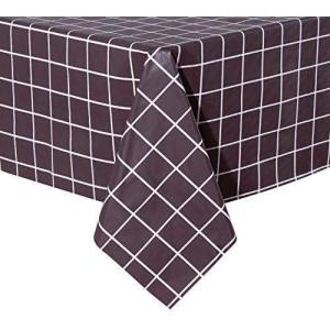 imagesancua 2 Pack Checkered Vinyl Rectangle Tablecloth 54 x 78 Inch 100 Waterproof Oil Proof Spill Proof PVC Table Cloth Wipe Clean Table Cover for Dining Table Buffet Parties Black and WhiteCoffee Checkered