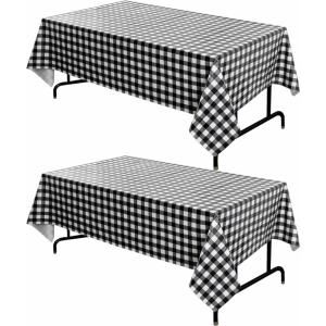 imagesancua 2 Pack Checkered Vinyl Rectangle Tablecloth 54 x 78 Inch 100 Waterproof Oil Proof Spill Proof PVC Table Cloth Wipe Clean Table Cover for Dining Table Buffet Parties Black and WhiteBlack and White Checkered