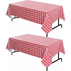 imagesancua 2 Pack Checkered Vinyl Rectangle Tablecloth 54 x 78 Inch 100 Waterproof Oil Proof Spill Proof PVC Table Cloth Wipe Clean Table Cover for Dining Table Buffet Parties Black and WhiteRed and White Checkered
