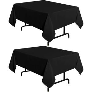 imagesancua 6 Pack Black Tablecloth 90 x 156 Inch  Rectangle Table Cloth for 8 Feet Table Stain and Wrinkle Resistant Washable Polyester Table Cover for Dining Wedding Banquet Party Buffet RestaurantBlack