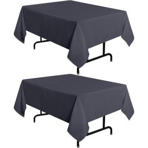imagesancua 6 Pack Black Tablecloth 90 x 156 Inch  Rectangle Table Cloth for 8 Feet Table Stain and Wrinkle Resistant Washable Polyester Table Cover for Dining Wedding Banquet Party Buffet RestaurantGrey