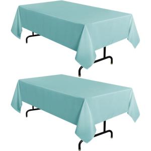 imagesancua 6 Pack Black Tablecloth 90 x 156 Inch  Rectangle Table Cloth for 8 Feet Table Stain and Wrinkle Resistant Washable Polyester Table Cover for Dining Wedding Banquet Party Buffet RestaurantTurquoise