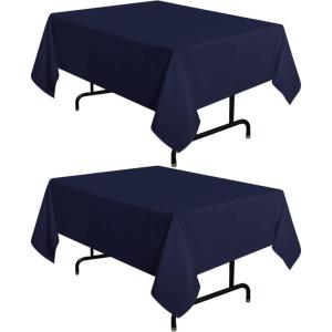 imagesancua 6 Pack Black Tablecloth 90 x 156 Inch  Rectangle Table Cloth for 8 Feet Table Stain and Wrinkle Resistant Washable Polyester Table Cover for Dining Wedding Banquet Party Buffet RestaurantNavy Blue