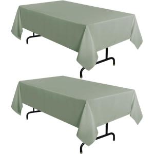 imagesancua 6 Pack Black Tablecloth 90 x 156 Inch  Rectangle Table Cloth for 8 Feet Table Stain and Wrinkle Resistant Washable Polyester Table Cover for Dining Wedding Banquet Party Buffet RestaurantSage Green