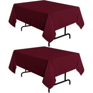 imagesancua 6 Pack Black Tablecloth 90 x 156 Inch  Rectangle Table Cloth for 8 Feet Table Stain and Wrinkle Resistant Washable Polyester Table Cover for Dining Wedding Banquet Party Buffet RestaurantBurgundy