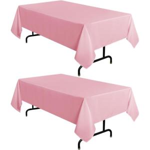 imagesancua 6 Pack Black Tablecloth 90 x 156 Inch  Rectangle Table Cloth for 8 Feet Table Stain and Wrinkle Resistant Washable Polyester Table Cover for Dining Wedding Banquet Party Buffet RestaurantPink