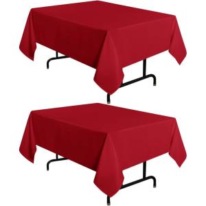 imagesancua 6 Pack Black Tablecloth 90 x 156 Inch  Rectangle Table Cloth for 8 Feet Table Stain and Wrinkle Resistant Washable Polyester Table Cover for Dining Wedding Banquet Party Buffet RestaurantRed