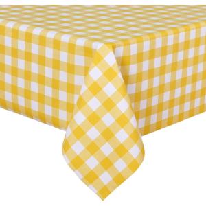 imagesancua Checkered Vinyl Rectangle Tablecloth  52 x 70 Inch  100 Waterproof Oil Proof Spill Proof PVC Table Cloth Wipe Clean Table Cover for Dining Table Buffet Parties and Camping Black and WhiteYellow and White Checkered