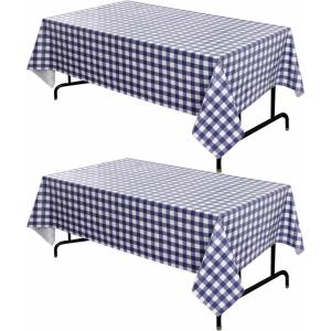imagesancua Checkered Vinyl Rectangle Tablecloth  52 x 70 Inch  100 Waterproof Oil Proof Spill Proof PVC Table Cloth Wipe Clean Table Cover for Dining Table Buffet Parties and Camping Black and WhiteBlue and White Checkered