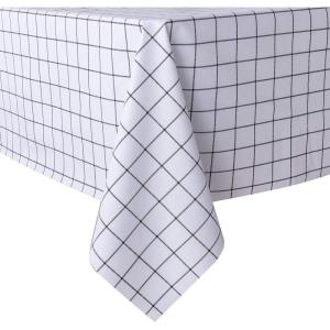 imagesancua Checkered Vinyl Rectangle Tablecloth  52 x 70 Inch  100 Waterproof Oil Proof Spill Proof PVC Table Cloth Wipe Clean Table Cover for Dining Table Buffet Parties and Camping Black and WhiteWhite Checkered