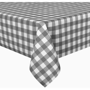 imagesancua Checkered Vinyl Rectangle Tablecloth  52 x 70 Inch  100 Waterproof Oil Proof Spill Proof PVC Table Cloth Wipe Clean Table Cover for Dining Table Buffet Parties and Camping Black and WhiteGrey and White Checkered