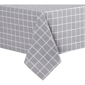 imagesancua Checkered Vinyl Square Tablecloth  54 x 54 Inch  100 Waterproof Oil Proof Spill Proof PVC Table Cloth Wipe Clean Table Cover for Dining Table Buffet Parties and Camping Black and WhiteGrey Checkered
