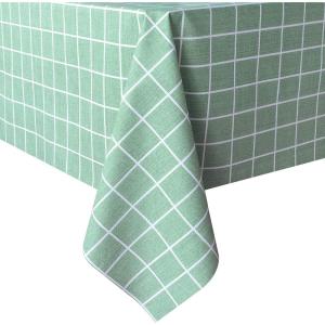 imagesancua Checkered Vinyl Square Tablecloth  54 x 54 Inch  100 Waterproof Oil Proof Spill Proof PVC Table Cloth Wipe Clean Table Cover for Dining Table Buffet Parties and Camping Black and WhiteGreen Checkered