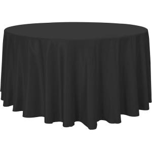 imagesancua Round Tablecloth  132 Inch  Water Resistant Spill Proof Washable Polyester Table Cloth Decorative Fabric Table Cover for Dining Table Buffet Parties and Camping Black