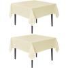 imagesancua Black Square Tablecloths 85x85 Inch 2 Pack  Fabric Table Cloth for Square or Round Tables Washable Polyester Table Cover for Outdoor Party Birthday Buffet ResturantBeige