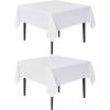 imagesancua Black Square Tablecloths 85x85 Inch 2 Pack  Fabric Table Cloth for Square or Round Tables Washable Polyester Table Cover for Outdoor Party Birthday Buffet ResturantWhite