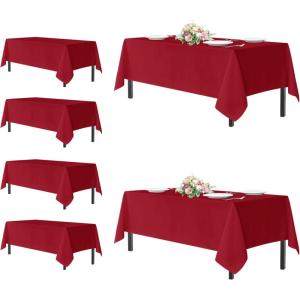 imagesancua Black Rectangle Tablecloths for 8 Foot Tables 6 Pack  Washable Polyester Fabric Table Cloth for Wedding Party Birthday Banquet Reception 60x120 InchRed