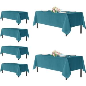 imagesancua Black Rectangle Tablecloths for 8 Foot Tables 6 Pack  Washable Polyester Fabric Table Cloth for Wedding Party Birthday Banquet Reception 60x120 InchTeal
