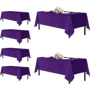 imagesancua Black Rectangle Tablecloths for 8 Foot Tables 6 Pack  Washable Polyester Fabric Table Cloth for Wedding Party Birthday Banquet Reception 60x120 InchPurple