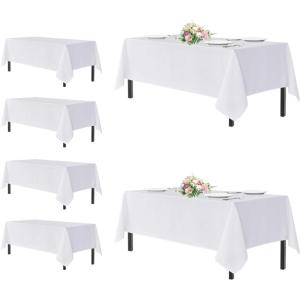 imagesancua Black Rectangle Tablecloths for 8 Foot Tables 6 Pack  Washable Polyester Fabric Table Cloth for Wedding Party Birthday Banquet Reception 60x120 InchWhite