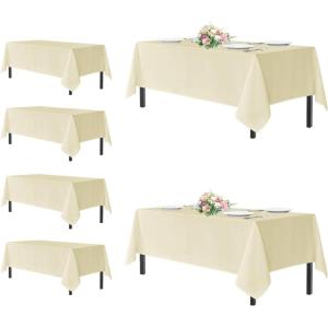 imagesancua Black Rectangle Tablecloths for 8 Foot Tables 6 Pack  Washable Polyester Fabric Table Cloth for Wedding Party Birthday Banquet Reception 60x120 InchBeige