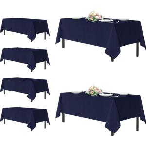 imagesancua Black Rectangle Tablecloths for 8 Foot Tables 6 Pack  Washable Polyester Fabric Table Cloth for Wedding Party Birthday Banquet Reception 60x120 InchNavy