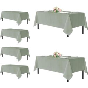 imagesancua Black Rectangle Tablecloths for 8 Foot Tables 6 Pack  Washable Polyester Fabric Table Cloth for Wedding Party Birthday Banquet Reception 60x120 InchSage Green