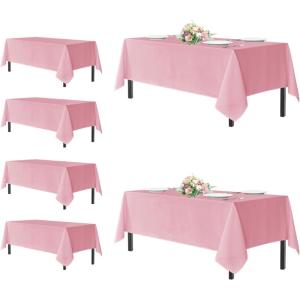 imagesancua Black Rectangle Tablecloths for 8 Foot Tables 6 Pack  Washable Polyester Fabric Table Cloth for Wedding Party Birthday Banquet Reception 60x120 InchPink