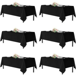 imagesancua Navy Blue Tablecloths for 8 Foot Rectangle Tables 6 Pack  60x120 Inch  Washable Fabric Cloth Table Cloth Reusable Polyester Table Covers for Wedding Party Banquet Independence DayBlack