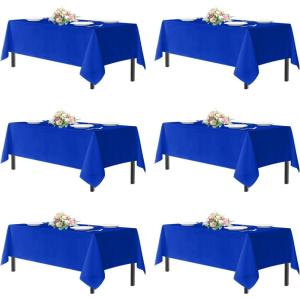 imagesancua Navy Blue Tablecloths for 8 Foot Rectangle Tables 6 Pack  60x120 Inch  Washable Fabric Cloth Table Cloth Reusable Polyester Table Covers for Wedding Party Banquet Independence DayRoyal Blue