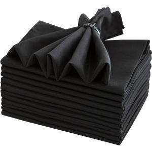 image:imagesancua 12 Pack Black Cloth Napkins 17 x 17 Inches 100 Polyester Fabric Dinner Napkins with Hemmed Edges Washable Reusable Napkin Ideal for Parties Weddings and Restaurant Dinners