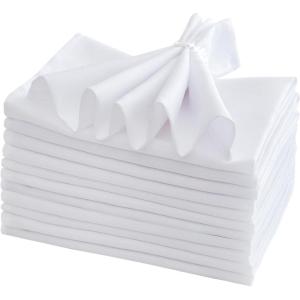 image:imagesancua 12 Pack White Cloth Napkins 20 x 20 Inches 100 Polyester Fabric Dinner Napkins with Hemmed Edges Washable Reusable Napkin Ideal for Parties Weddings and Restaurant Dinners