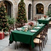 image:imagesancua Round Tablecloth 108 Inch Diameter 6 Pack Burgundy  Circle Polyester Fabric Table Cloth for Chiristmas Party Reception Banquet Birthday Washable Formal Table Cover Fit 4296 Inch TablesHunter Green