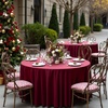 image:imagesancua Round Tablecloth 108 Inch Diameter 6 Pack Burgundy  Circle Polyester Fabric Table Cloth for Chiristmas Party Reception Banquet Birthday Washable Formal Table Cover Fit 4296 Inch TablesBurgundy