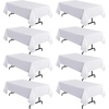 image:imagesancua Round Tablecloth 108 Inch Diameter 6 Pack Burgundy  Circle Polyester Fabric Table Cloth for Chiristmas Party Reception Banquet Birthday Washable Formal Table Cover Fit 4296 Inch TablesWhite