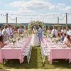 image:imagesancua Round Tablecloth 108 Inch Diameter 6 Pack Burgundy  Circle Polyester Fabric Table Cloth for Chiristmas Party Reception Banquet Birthday Washable Formal Table Cover Fit 4296 Inch TablesPink