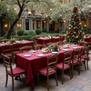 image:imagesancua Round Tablecloth 108 Inch Diameter 6 Pack Burgundy  Circle Polyester Fabric Table Cloth for Chiristmas Party Reception Banquet Birthday Washable Formal Table Cover Fit 4296 Inch TablesBurgundy