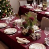 image:imagesancua Round Tablecloth 108 Inch Diameter 6 Pack Burgundy  Circle Polyester Fabric Table Cloth for Chiristmas Party Reception Banquet Birthday Washable Formal Table Cover Fit 4296 Inch TablesBurgundy