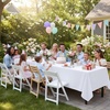 image:imagesancua Round Tablecloth 108 Inch Diameter 6 Pack Burgundy  Circle Polyester Fabric Table Cloth for Chiristmas Party Reception Banquet Birthday Washable Formal Table Cover Fit 4296 Inch TablesWhite